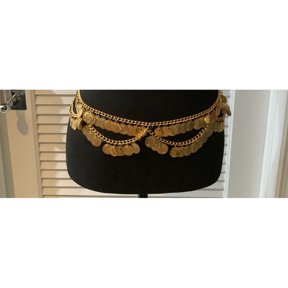 Faux coin gold tone belts